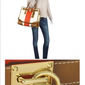 Michael Kors Hamilton Mono Stripe LG Tote Mandarin